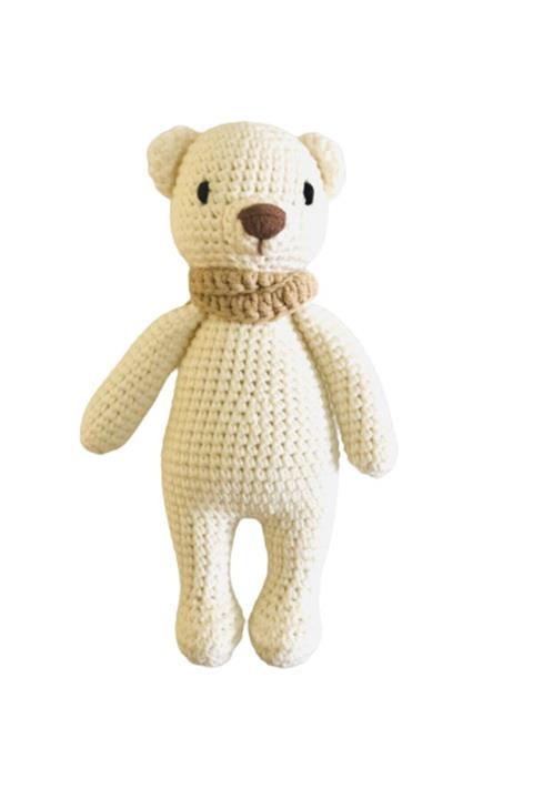 Aysun Yıldız Konbul Amigurumi Organik Örgü Oyuncak Uyku Arkadaşı Ayıcık Krem Rengi