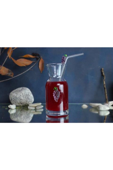 ADAMODART Üzüm Figürlü Sunum Karafı Ve Cam Pipet Seti