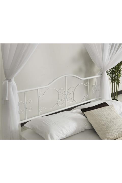 Vav Shopping Vav Prenses Çift Kişilik Başlıklı Metal Karyola 160x200 Yatak Ölçülü