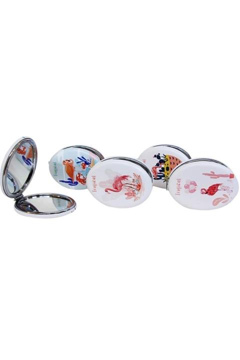 EvimShopping Cep Aynası Oval Tombul Tropical Makyaj Aynası