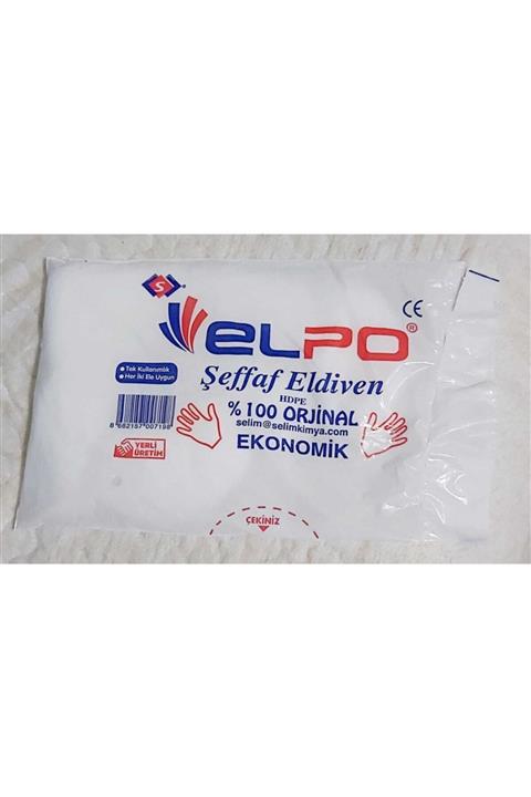 ELPO Şeffaf Tek Kullanımlık Her Iki Ele Uygun Ekonomik Eldiven 100 Lü 10paket
