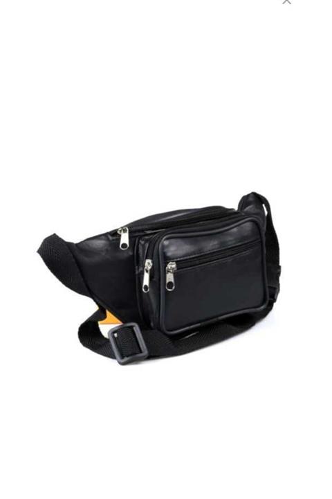 Sude Erkek Siyah Orjinal Deri Bel Çantası