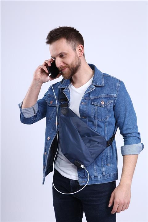 My Valice Unisex Lacivert Smart Bag Usb'li Çapraz Göğüs Çantası Slim1507