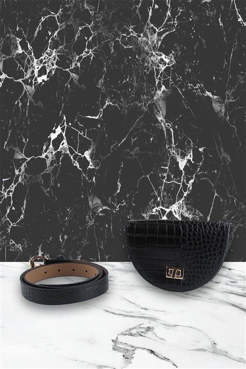 elliebag Siyah Croco Model Kemerlik Kadın Cüzdan Cnt67