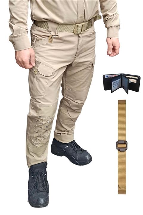 BORA TAKTİK Likralı Taktik Çöl Bej Su Geçirmez Ripstop Koruma, Polis, Outdoor,  Pantolon Kemer Cüzdan Set