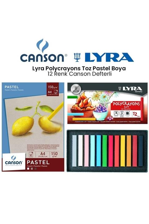 Canson Lyra Polycrayons Toz Pastel Boya 12 Renk Defterli