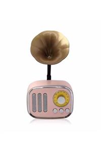 NETAVANTAJ Nostaljik Mini Radyo Gramofon Bluetooth/radyo/usb/sd Speaker Pembe