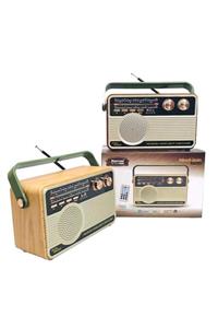 Tam12 Ahşap Şarjlı Nostaljik Radyo Analog Fm Radyo Usb Retro Müzik Ses Sistemi