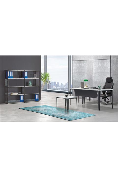 MODA OFİS BÜRO MOBİLYALARI Lidya Siyah Giza Masa Takımı 5 Parça