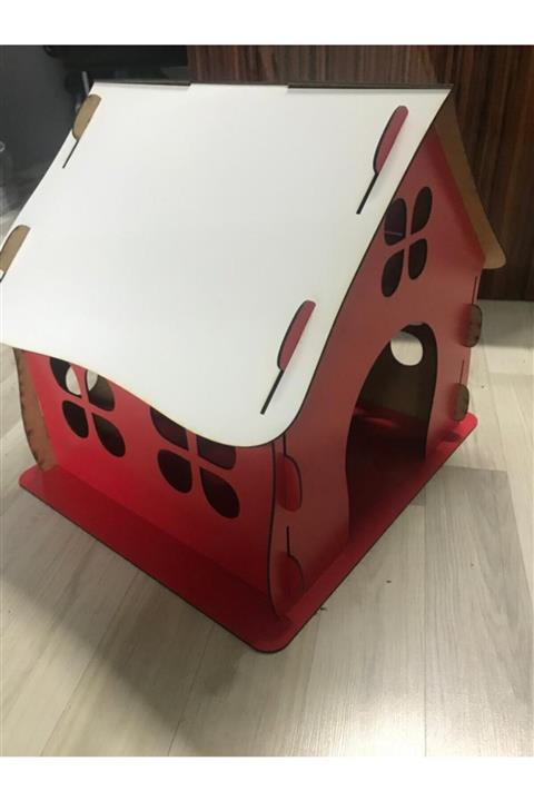 Çalova Altino Kırmızı Ahşap Kedi Yuvası & Evi