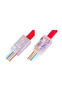 Alfais 4388 Yeni Nesil Delikli Metal Rj45 Jack Internet Cat Kablo Ucu (10 Adet)