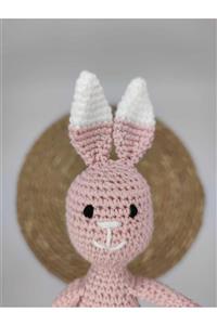 Betül Optik Pembe Tavşan Amigurumi Organik Örgü Oyuncak Uyku Arkadaşı