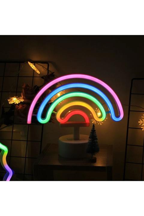ORİJİNALDÜKKAN Neon Işıklı Ayaklı Gökkuşağı Masa Lambası