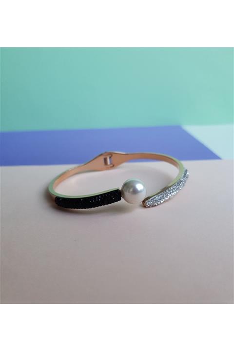 Margelle Incili Çelik Kelepçe Bileklik