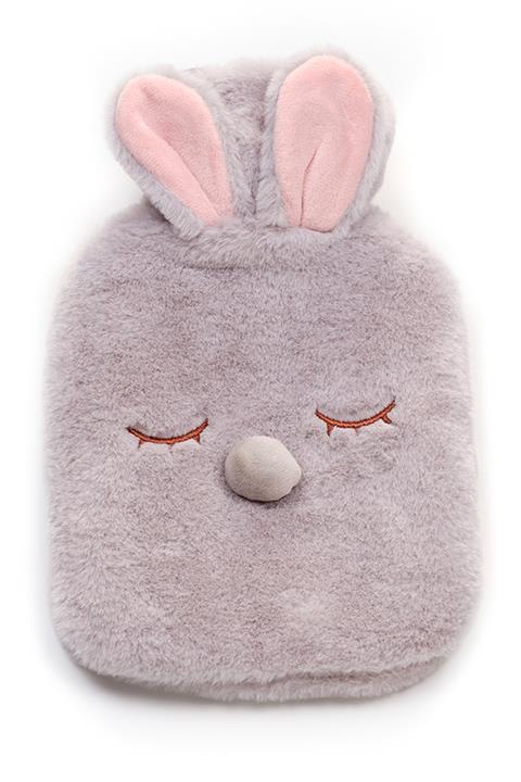 YOYOSO Sevimli Tavşan Kılıflı Sıcak Su Torbası Termofor 750 Ml 17 X 27 Cm Gri