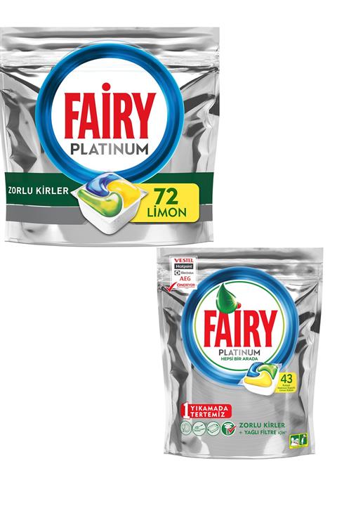 Fairy Platinium 43 Ve 72 Tablet Bulaşık Makinası Deterjanı Avantajlı Paket