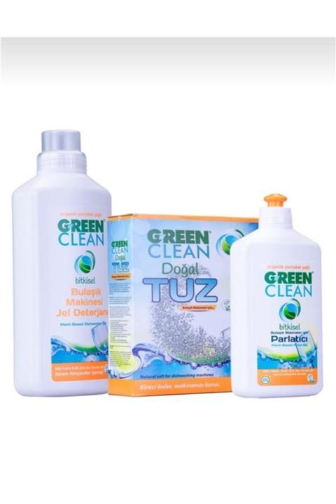 U Green Clean Green Clean Bulaşık Makinesi Jel Deterjanı 1000ml Tuz 1,5kg Parlatıcı 500 Ml Set Depo-193