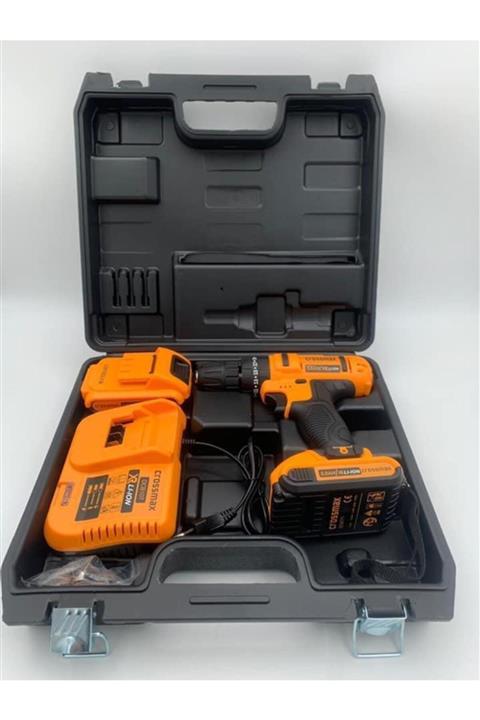 crossmax Crs2450 Darbeli Metal Şanzımanlı Çift Akülü Şarjlı Vidalama Matkap