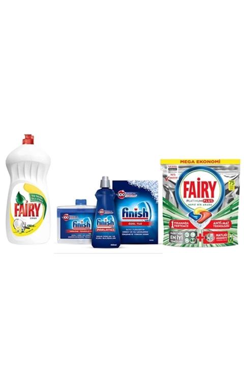 Fairy 75'li Platinum Plus + Faiy Sıvı 1350 ml +Finish Makine Koruyucu 3’lü Set